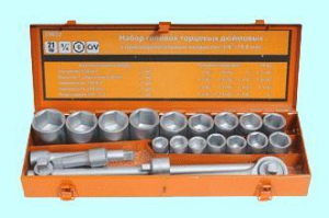 Набор торцевых дюймовых головок 3/4" из 21шт. (7/8"- 2") в металлическом футляре АвтоDело (39832)