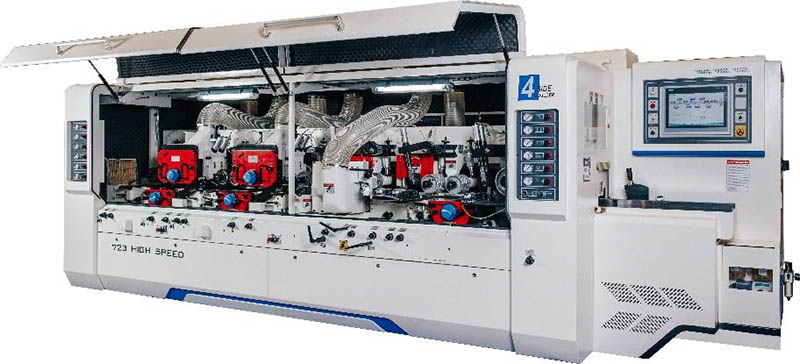 QUADRO 923 High Speed SAW  Массивная база станка с разнесенными шпиндельными узлами  Масса  QUADRO 923 High Speed SAW  станка 12 тонн (в 2 раза тяжелее классических четырехсторонних станков), а длина станка около 7 м, на 50% больше классического ч...