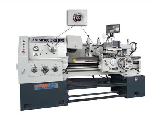 ZM 50150D DRO RFS Токарный станок ZM 50150 DRO RFS оснащен маслоуказательными окошками для оперативного контроля уровня масла 